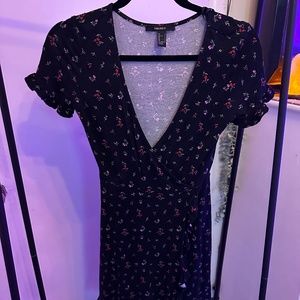 Forever 21 Black Flower Print Mini Dress